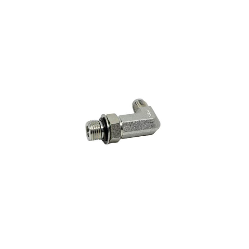 1/4 Male JIC x 3/8 Male O-Ring Boss 90° - Long Straight Thread Elbow - Steel