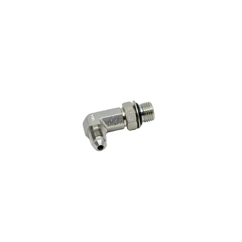1/4 Male JIC x 3/8 Male O-Ring Boss 90° - Long Straight Thread Elbow - Steel