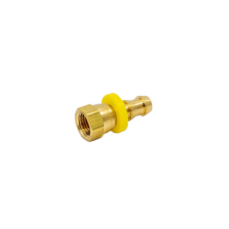 3/8 Push-Lock Hose Barb x 3/8 Female JIC Swivel - Brass