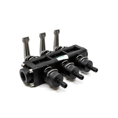 Manifold Assembly, ¾ MPT Inlets ½ BARB 3 Level Bank
