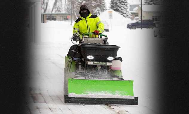 gentleman riding SG Snowplow in winter