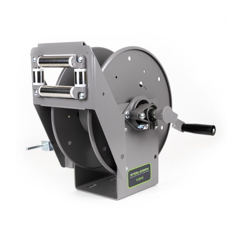 side view of 75' Hose Reel w/ Roller Guide
